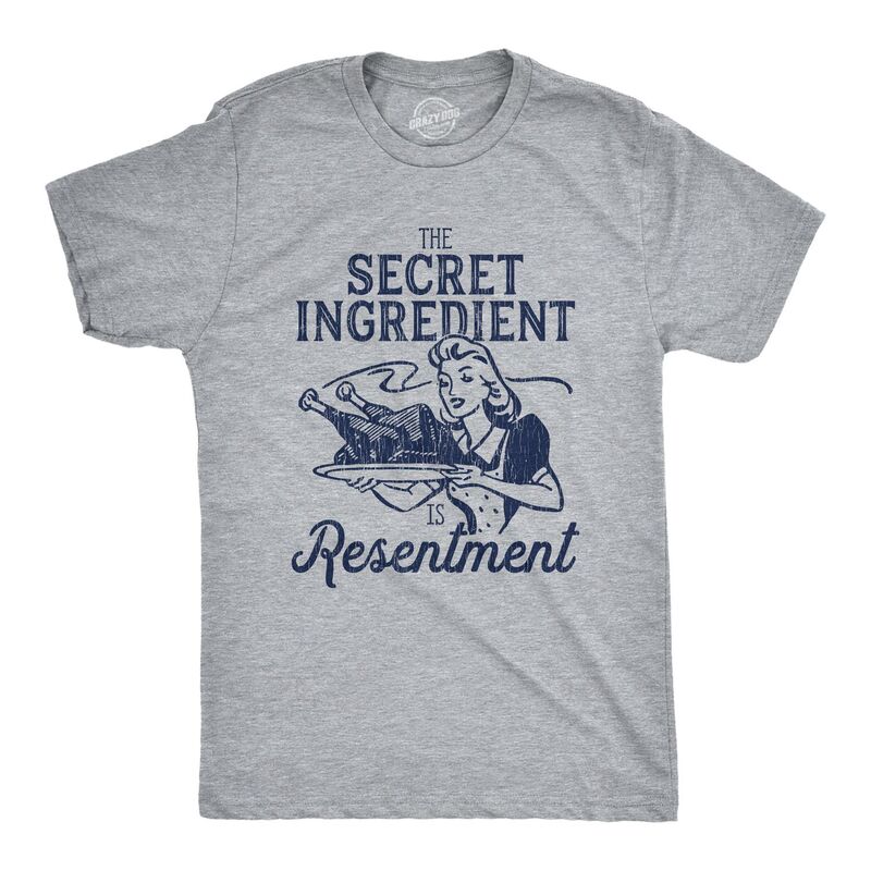 クレイジードッグ Tシャツ メンズ トップス Crazy Dog T-Shirts Mens The Secret Ingredient Is Resentment Shirt Funny Thanksgiving Dinner Turkey Day Tee Light Heather Grey グレー|ReVida 店