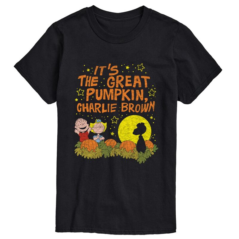 アニメキャラクター メンズ トップス Tシャツ トール グラフィック Licensed Character Big & Tall Peanuts It's The Great Pumpkin, Charlie Brown Graphic Tee Black ブラック｜ReVida 店