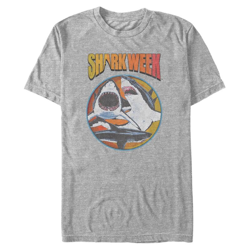 アニメキャラクター メンズ トップス Tシャツ トール グラフィック Licensed Character Big & Tall Shark Week Stamp Graphic Tee Athletic Heather ヘザー｜ReVida 店