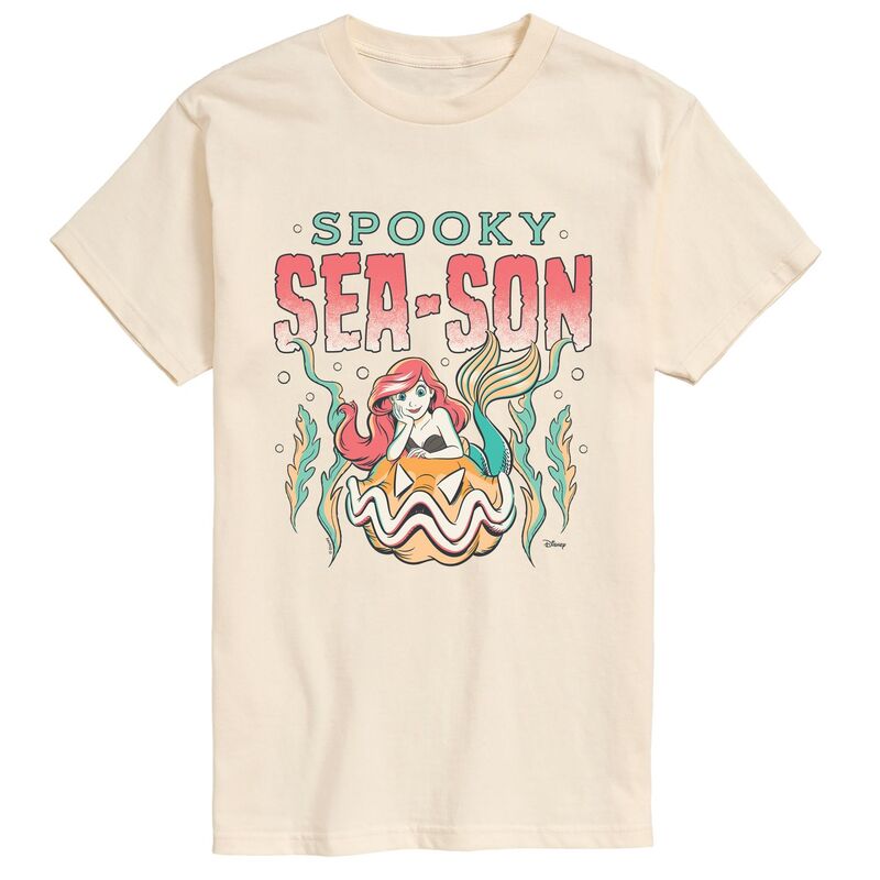 アニメキャラクター メンズ トップス Tシャツ トール グラフィック Licensed Character Big & Tall Disney Princess Ariel Spooky Sea-Son Graphic Tee Cream クリーム｜ReVida 店