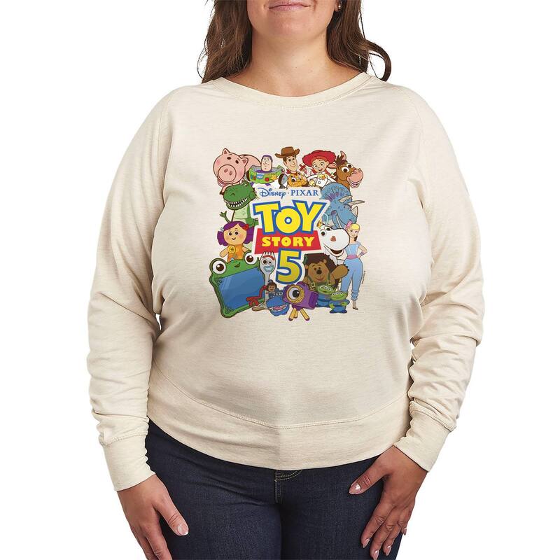 ディズニー ピクサー レディース トップス Tシャツ プラスサイズ パイル Plusize Disney / Pixar's Toy Story 5 Characters French Terry Long Sleeve Tee Beige ベージュ｜ReVida 店