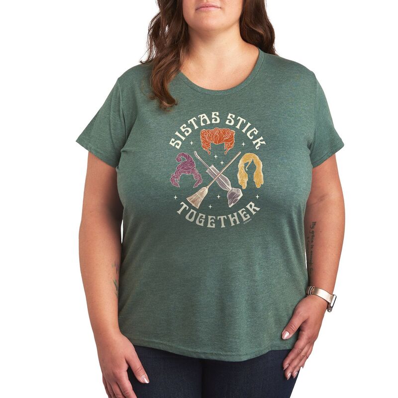 ディズニー レディース トップス Tシャツ プラスサイズ グラフィック Disney's Hocus Pocusistastick Together Plusize Graphic Tee Green グリーン｜ReVida 店