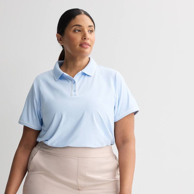 Tek Gear レディース トップス Tシャツ ポロシャツ プラスサイズ Plusize Tek Gear Piped Sport Gear Short Sleeve Polo Shirt Sky Blue ブルー｜ReVida 店