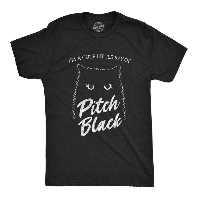 クレイジードッグ Tシャツ メンズ トップス グラフィック Crazy Dog T-Shirts Mens I'm A Cute Little Ray Of Pitch Black T Shirt Funny Pet Cat Kitty Halloween Graphic Novelty Tee Heather Black ブラック｜ReVida 店