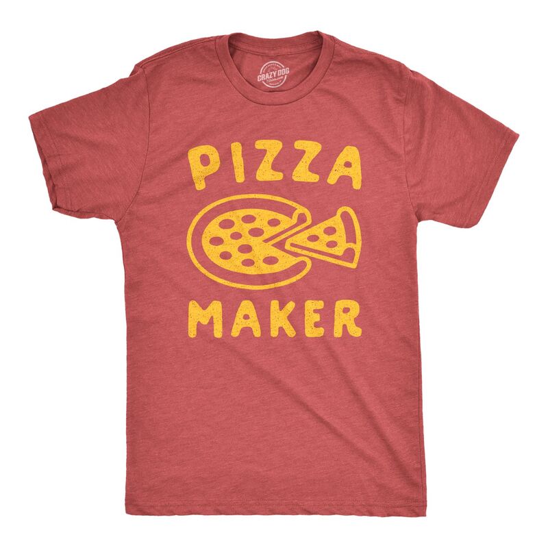 クレイジードッグ Tシャツ メンズ トップス Crazy Dog T-Shirts Mens Pizza Maker T Shirt Funny Italian Foodad Baby Announcementee Heathe red ヘザー｜ReVida 店