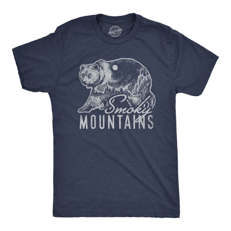 クレイジードッグ Tシャツ メンズ トップス ヴィンテージ グラフィック Crazy Dog T-Shirts Mens Retro Smoky Mountains T Shirt Funny Camping Vintage Graphic Design Tee Guys Heather Navy ヘザー｜ReVida 店