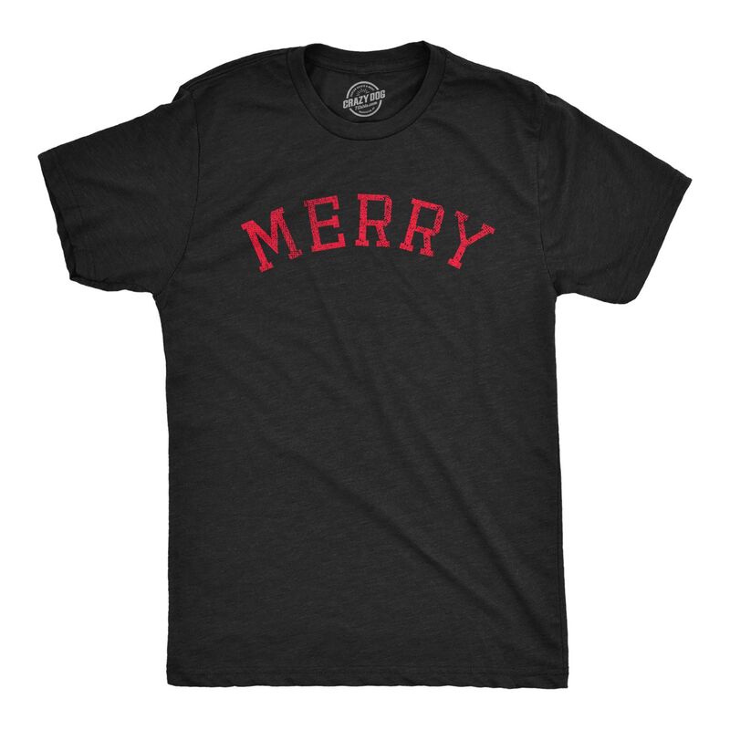 クレイジードッグ Tシャツ メンズ トップス Crazy Dog T-Shirts Mens Merry T Shirt Funny Cute Xmaspirit Cheer Lovers Tee for Guys Heather Black ブラック｜ReVida 店