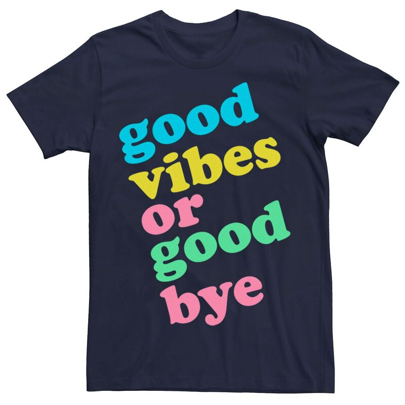 アニメキャラクター メンズ トップス Tシャツ Licensed Character Men's Good Vibes Or Good Bye Multi-color Tee Navy ネイビー｜ReVida 店