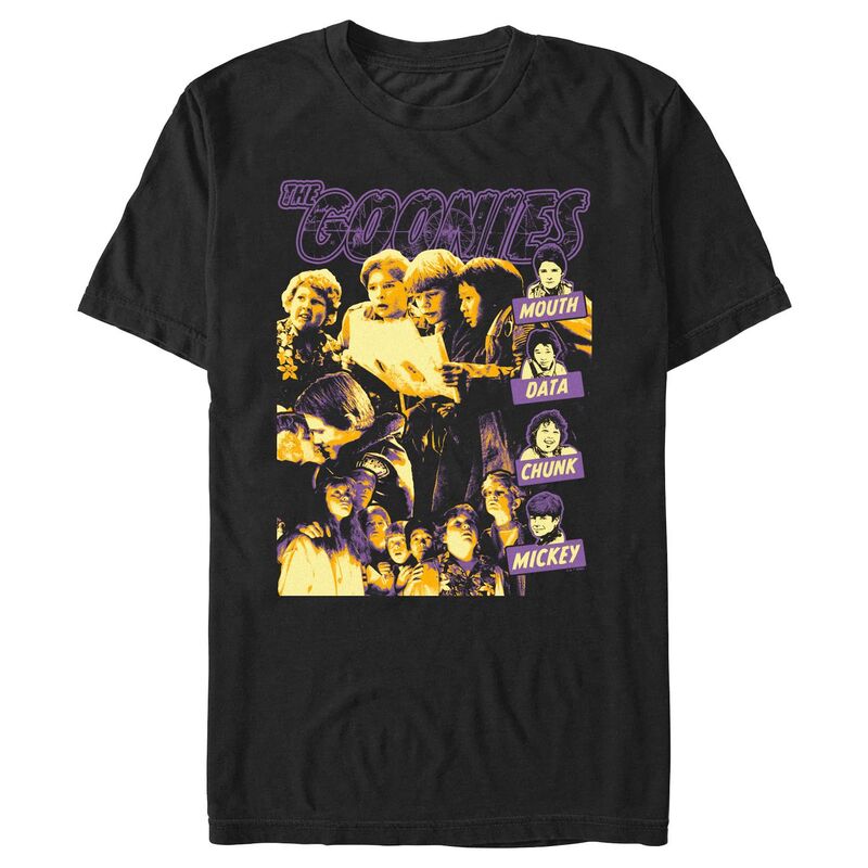 アニメキャラクター メンズ トップス Tシャツ グラフィック Licensed Character Men's The Gooniesquad Members Graphic Tee Black ブラック｜ReVida 店