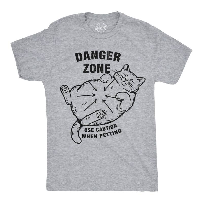 クレイジードッグ Tシャツ メンズ トップス Crazy Dog T-Shirts Mens Funny T Shirts Danger Zone Use Caution When Petting Sarcasticatee For Men Light Heather Grey グレー｜ReVida 店