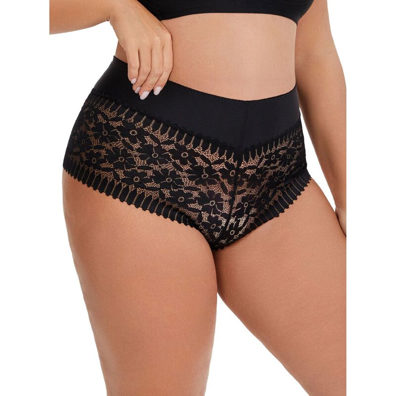 インスパイア シック レディース アンダーウェア パンツ レーストリム シアー レース INSPIRE CHIC Women'sheer Lace Trimid Rise Briefstretchy Underwear Black ブラック｜ReVida 店
