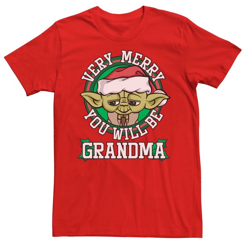アニメキャラクター メンズ トップス Tシャツ Licensed Character Men'star Wars Yoda Merryou Will Be Christmas Tee Red レッド｜ReVida 店