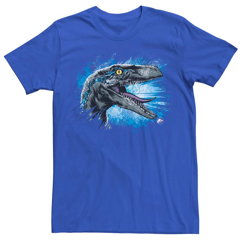 アニメキャラクター メンズ トップス Tシャツ Licensed Character Men's Jurassic World Blue Raptor Splatter Tee Royal ブルー｜ReVida 店