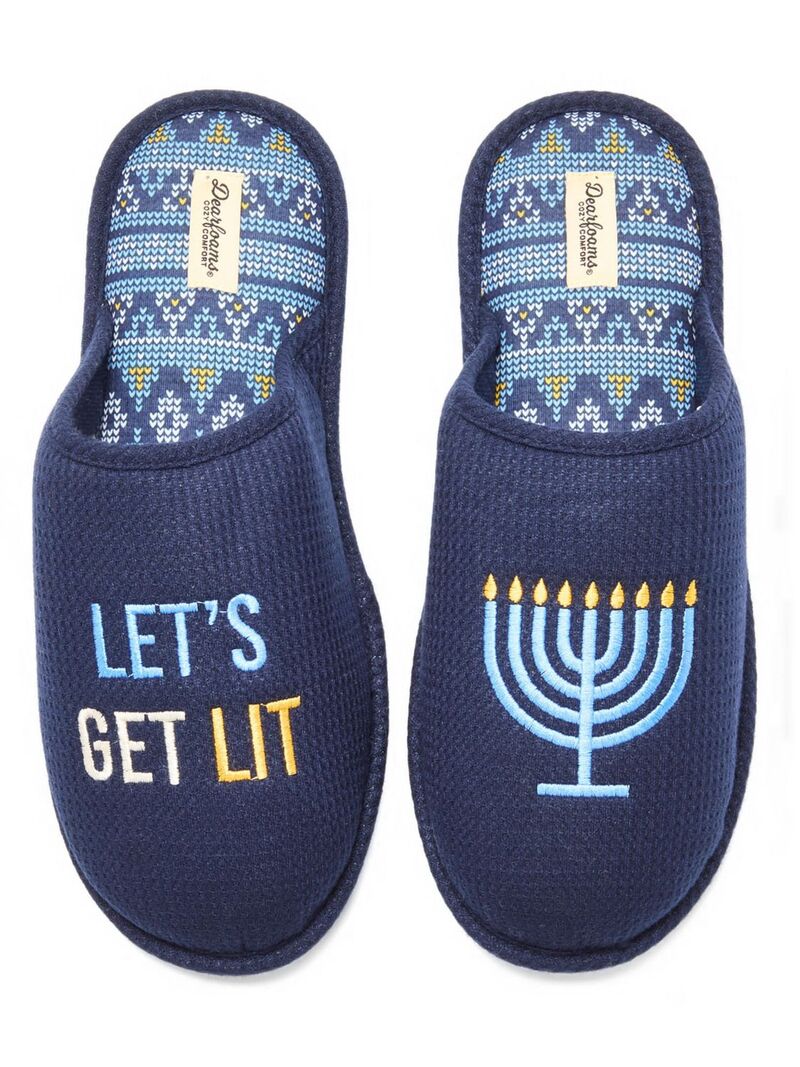 ディアフォームズ メンズ シューズ サンダル Dearfoams Twinotch Moc Toe Men's Clog Slippers Blue ブルー｜ReVida 店