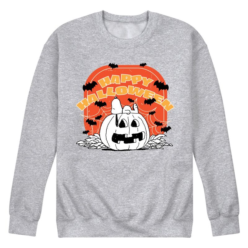 アニメ文字記号 メンズ トップス ティーシャツ 流汗 フリース Licensed Character Men\u0027s Peanuts Pumpkin Retro Halloween Fleece Sweatshirt Gray Heather 薄墨色 メンズファッション-Tシャツ・カットソー