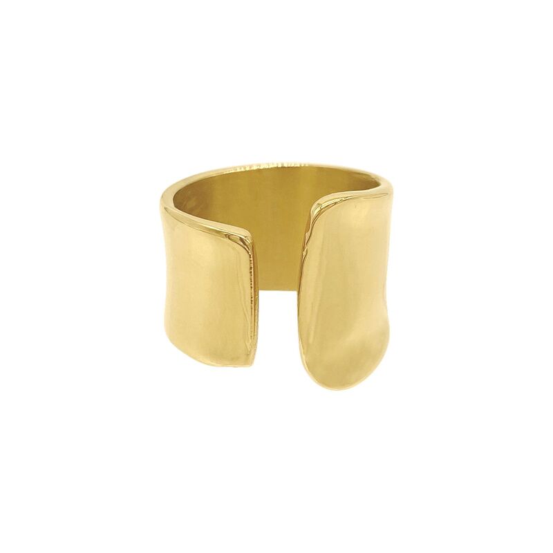 【送料無料】 アドニア レディース リング アクセサリー Adornia 14k Gold Plated Tall Open Band Ring Gold Tone