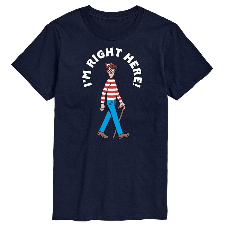 アニメキャラクター メンズ トップス Tシャツ グラフィック Licensed Character Men's Where's Waldo I'm Right Here Graphic Tee Navy ネイビー