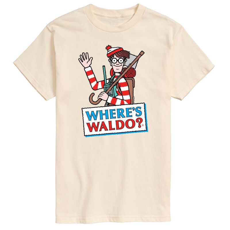 アニメキャラクター メンズ トップス Tシャツ ロゴ グラフィック Licensed Character Men's Where's Waldo Logo Graphic Tee Cream クリーム