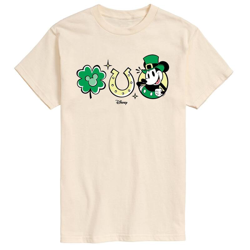 ディズニー メンズ トップス Tシャツ グラフィック Disney's Mickey Mouse Men'st Patrick's Icons Graphic Tee Beige ベージュ