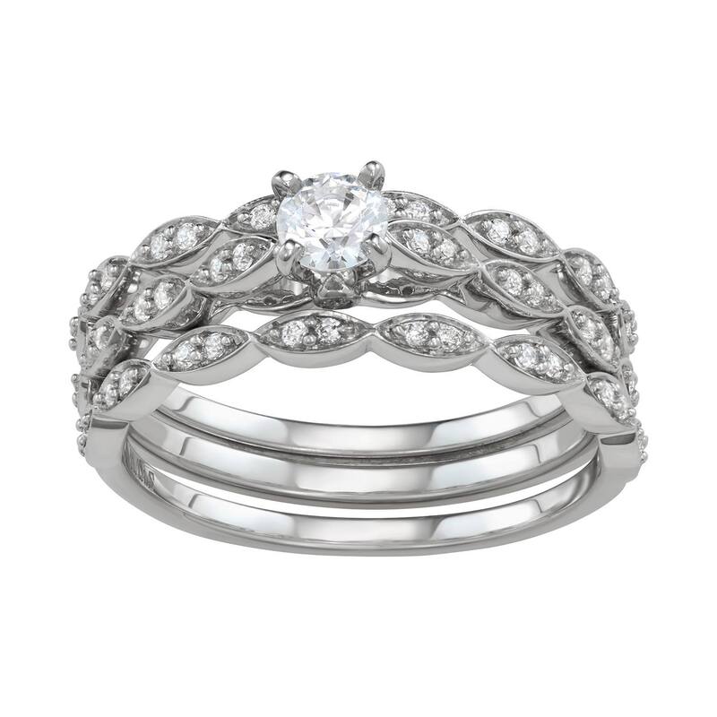 ヴェラウォン レディース アクセサリー リング Simply Vera Wang 14k White Gold 1/2 Carat.W. Diamond Engagement Ring Set 14k White Gold ホワイト