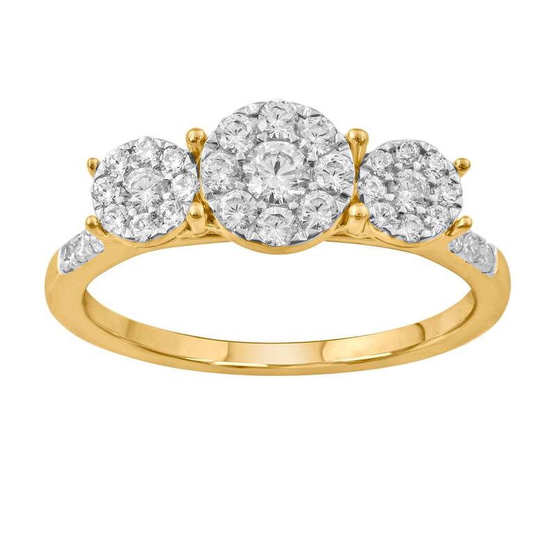 ヴェラウォン レディース アクセサリー リング Simply Vera Wang 14k Gold 1/2 Carat.W. Diamond Halo 3-Cluster Engagement Ring 14k Gold ゴールド