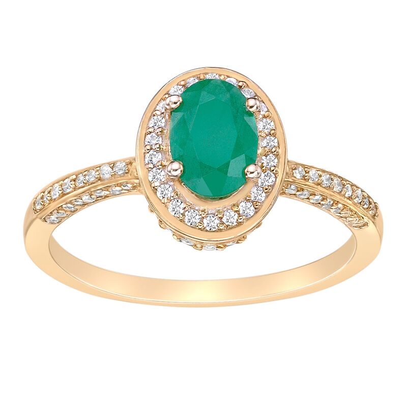 Gemminded レディース アクセサリー リング Gemminded 10k Gold Emerald & 1/3 Carat.W. Diamond Halo Ring 10k Gold ゴールド