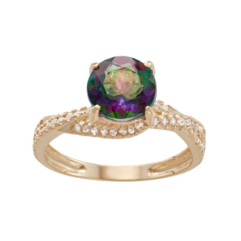 Designs by Gioelli レディース アクセサリー リング Designs by Gioelli 10k Gold Mystic Topaz & Lab-Created White Sapphire Crisscross Ring 10k Gold ゴールド