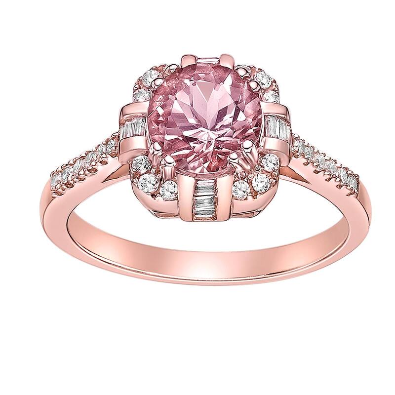 Gemminded レディース アクセサリー リング Gemminded 10k Rose Gold Morganite & 1/4 Carat.W. Diamond Ring Rose Tone ゴールド
