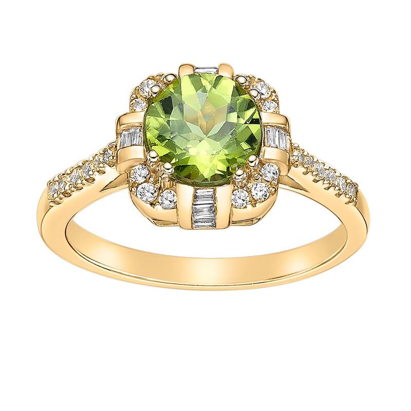 Gemminded レディース アクセサリー リング Gemminded 10k Gold Peridot & 1/4 Carat.W. Diamond Ring 10k Gold ゴールド