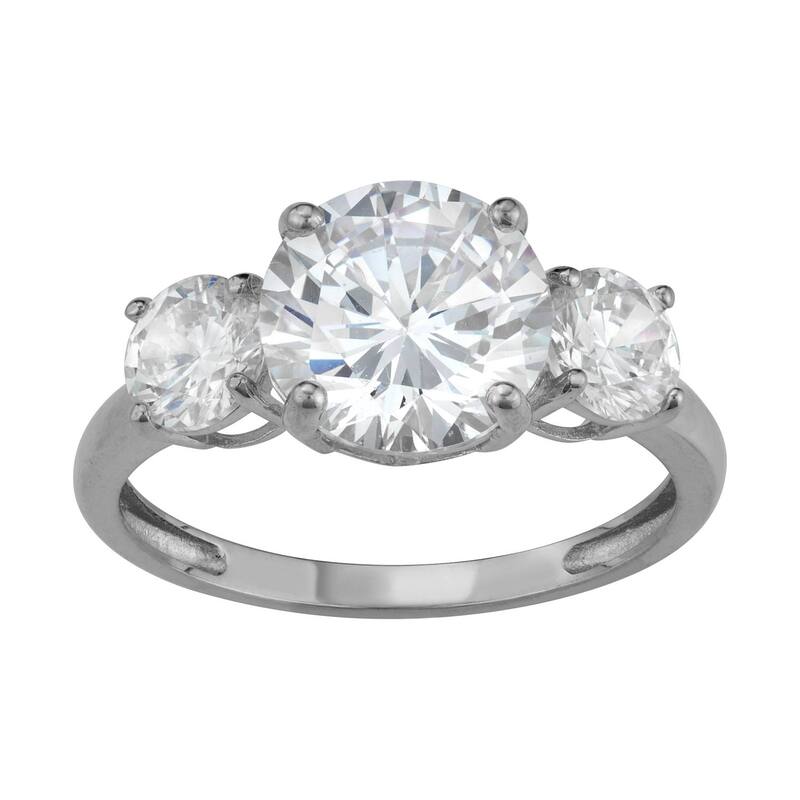 Designs by Gioelli レディース アクセサリー リング Designs by Gioelli 10k Gold 3-Stone Cubic Zirconia Engagement Ring White ホワイト