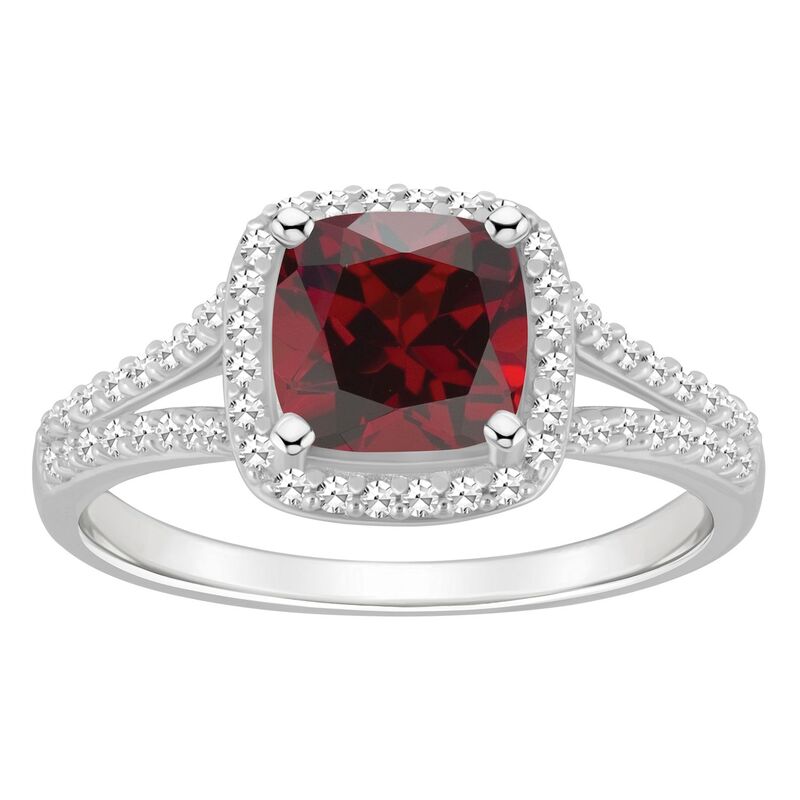 Celebration Gems レディース アクセサリー リング Celebration Gemsterling Silver 7 mm Cushion Gemstone & 1/4 Carat.W. Diamond Split Shank Ringarnet シルバー