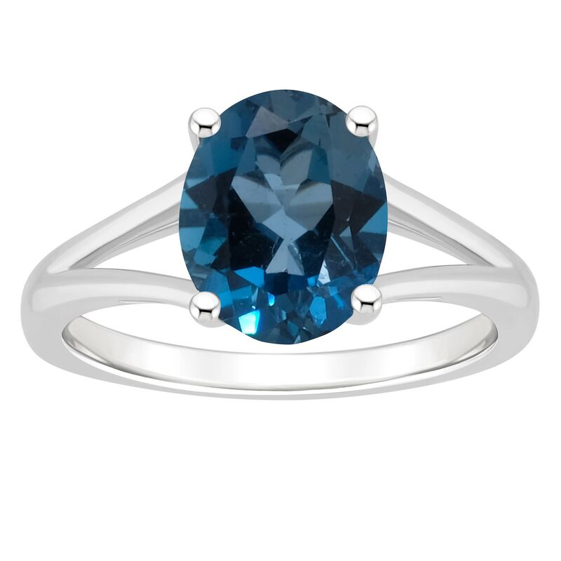 Alyson Layne レディース アクセサリー リング Alyson Layne Sterling Silver 10 mm x 8 mm Oval Gemstone Split Shank Solitaire Ring London Blue Topaz ブルー