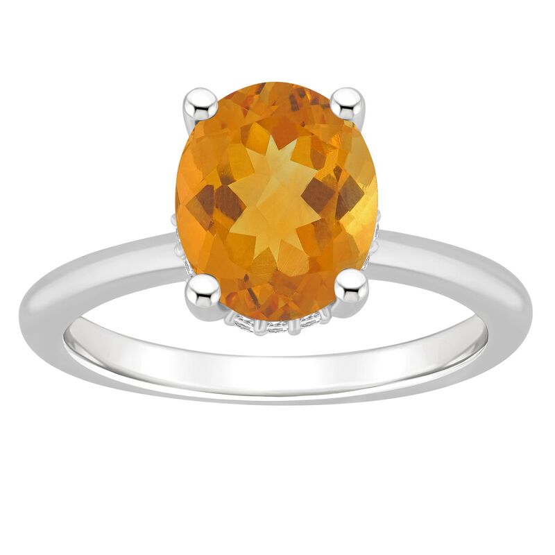 Alyson Layne レディース アクセサリー リング Alyson Layne Sterling Silver 10 mm x 8 mm Oval Gemstone & Diamond Accent Ring Citrine シルバー