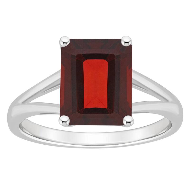 Alyson Layne レディース アクセサリー リング Alyson Layne Sterling Silver 10 mm x 8 mm Emerald Cut Gemstone Split Shank Solitaire Ringarnet エメラルド