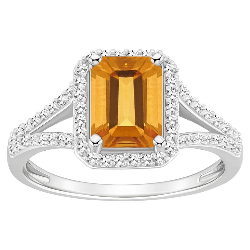 Celebration Gems レディース アクセサリー リング Celebration Gemsterling Silver Gemstone & 1/4 Carat.W. Diamond Halo Ring Citrine シルバー