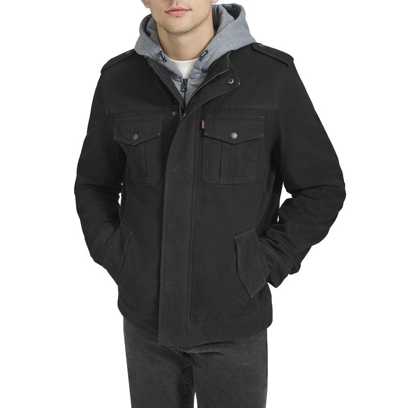 リーバイス メンズ アウター ジャケット・ブルゾン Levi's Hooded Two-Pocketrucker Jacket - Men Black ブラック