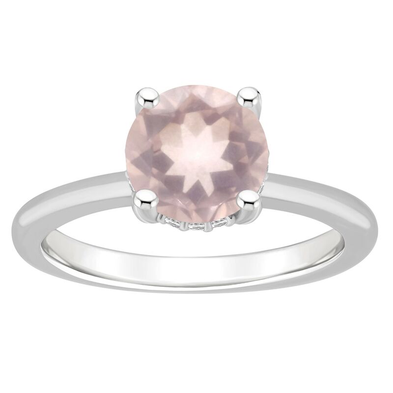 Alyson Layne レディース アクセサリー リング Alyson Layne Sterling Silver 8 mm Round Gemstone & Diamond Accent Ring Rose Quartz シルバー
