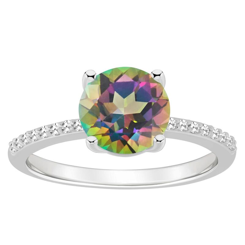 Alyson Layne レディース アクセサリー リング Alyson Layne Sterling Silveround Mystic Topaz 1/10 Carat.W. Diamond Ring Sterling Silver シルバー