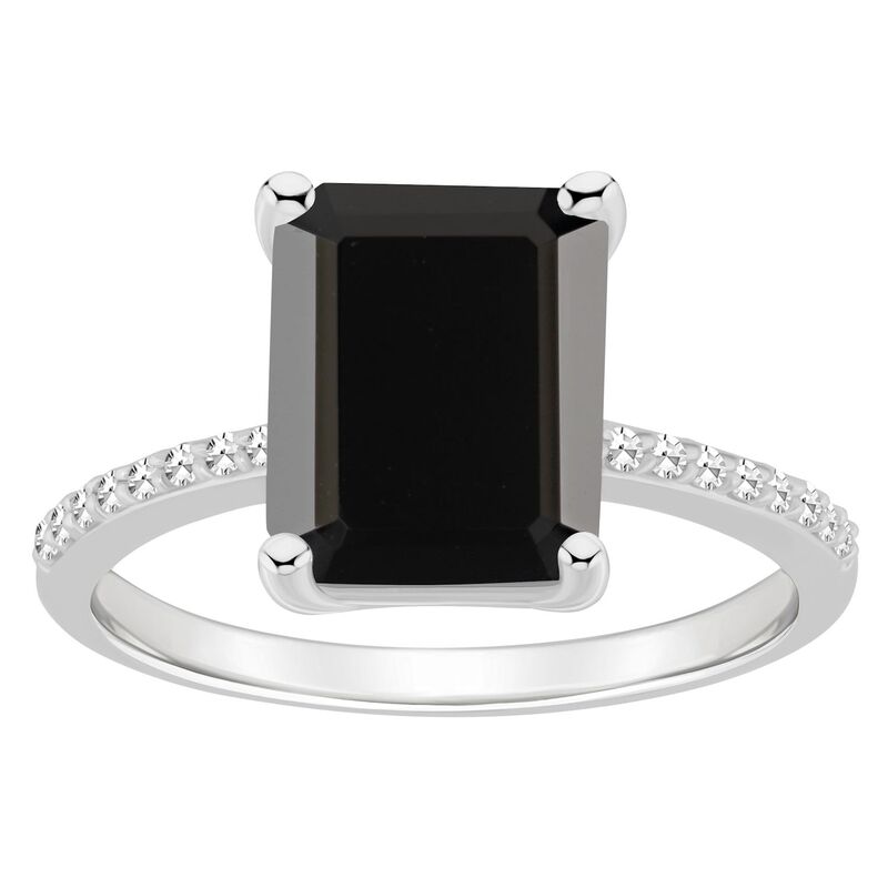 Alyson Layne レディース アクセサリー リング Alyson Layne Sterling Silver Emerald Cut Black Onyx 1/10 Carat.W. Diamond Ring Sterling Silver シルバー｜ReVida 店