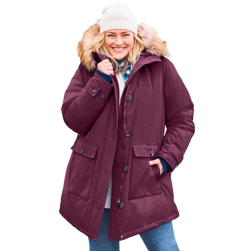 ウーマン ウィズイン レディース アウター ジャケット・ブルゾン プラスサイズ パーカー Woman Within Women's Plusize The Arctic Parka Deep Claret