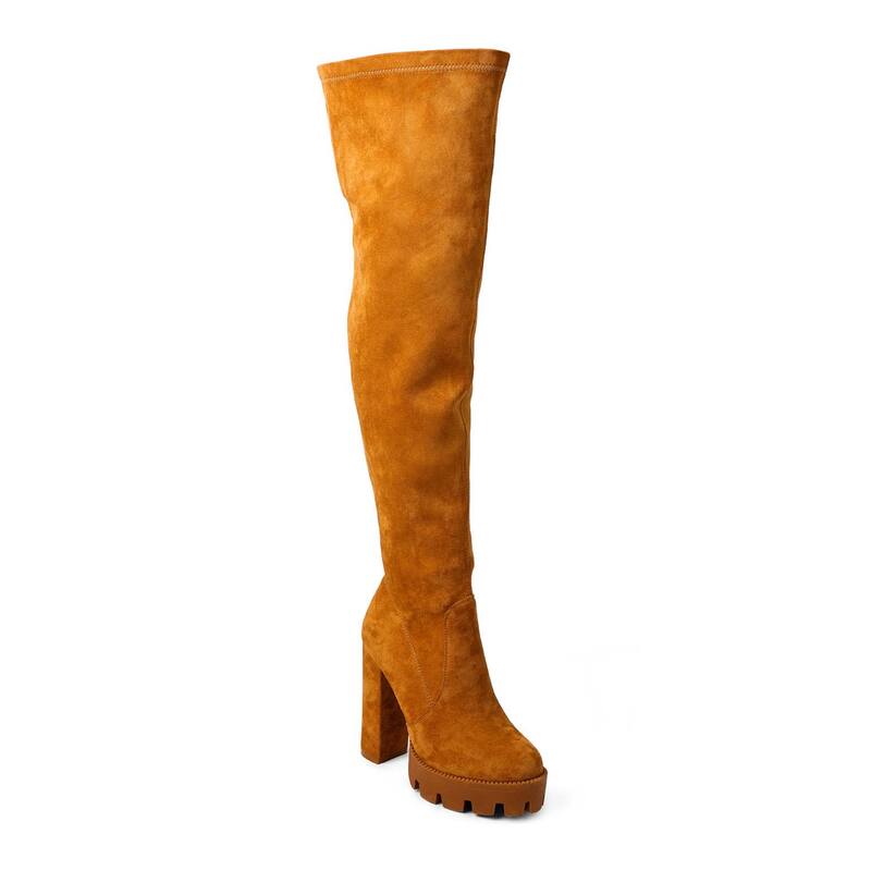 ロンドンラグ レディース シューズ ブーツ・レインブーツ ヒール London Rag Maple Women's Knee High Block Heel Boots Tan タン