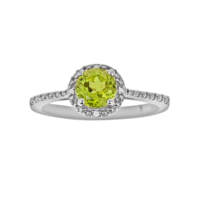 Celebration Gems レディース アクセサリー リング Celebration Gemsterling Silver Peridot andiamond Accent Frame Ring Silver シルバー