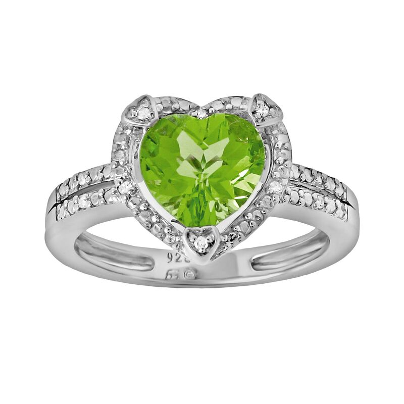 Gemminded レディース アクセサリー リング Gemminded Sterling Silver Peridot andiamond Accent Heart Frame Ring Peridot シルバー