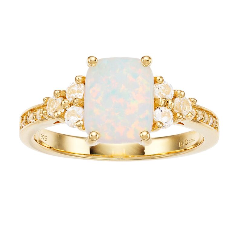 Gemminded レディース アクセサリー リング Gemminded Gold over Sterling Silver Lab-Created Opal Ringold Tone ゴールド