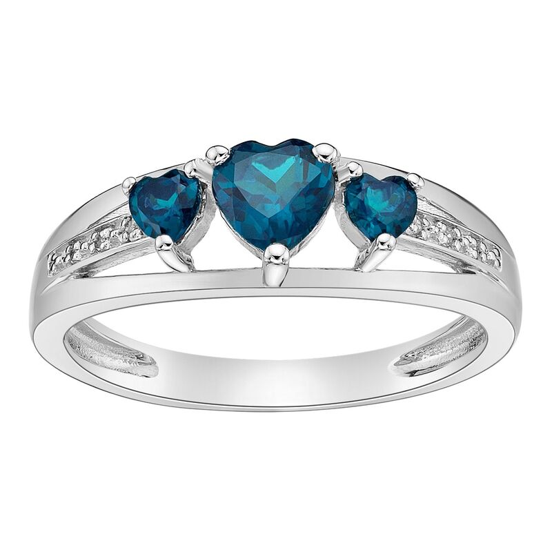 Gemminded レディース アクセサリー リング Gemminded Sterling Silver Heart-Cut London Blue Topaz & Diamond Accent 3-Stone Ring Sterling Silver シルバー