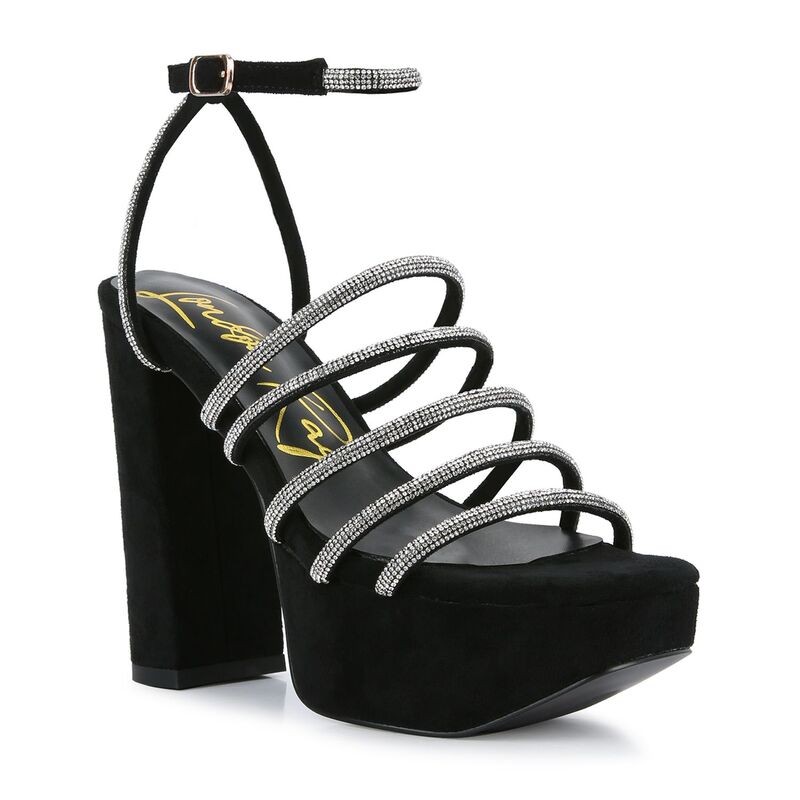 ロンドンラグ レディース シューズ パンプス サンダル 踵 London Rag Tricks Women\u0027s Rhinestone Block Heel Sandals Black 黒いこと