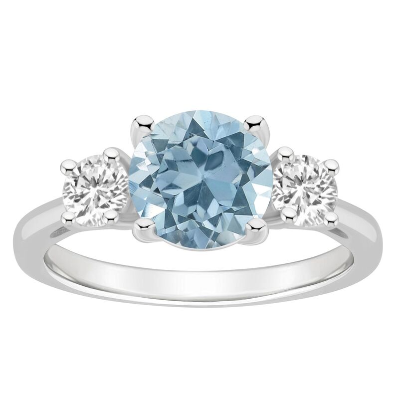 Alyson Layne レディース アクセサリー リング Alyson Layne Sterling Silver 8 mm Round Gemstone & White Topaz Three-Stone Ring Sky Blue Topaz ブルー|ReVida 店