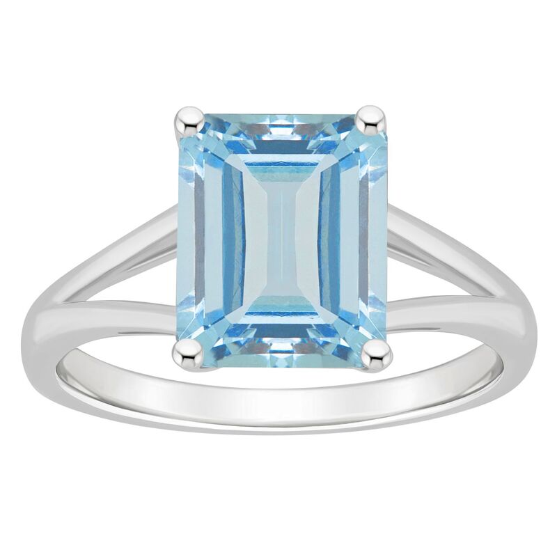Alyson Layne レディース アクセサリー リング Alyson Layne Sterling Silver 10 mm x 8 mm Emerald Cut Gemstone Split Shank Solitaire Ring Sky Blue Topaz ブルー