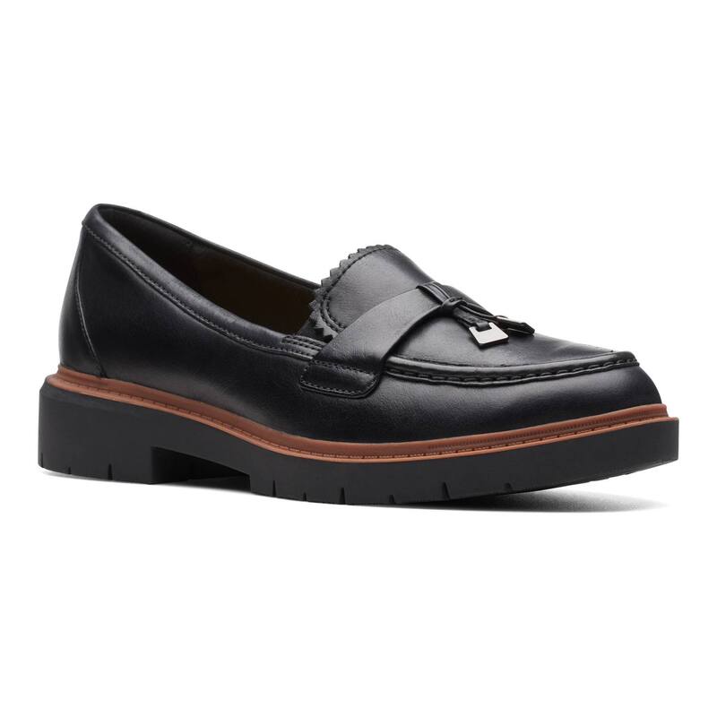クラークス レディース シューズ スリッポン・ローファー レザー ClarksR Westlynn Bella Women's Leather Lug Sole Loafers Black ブラック