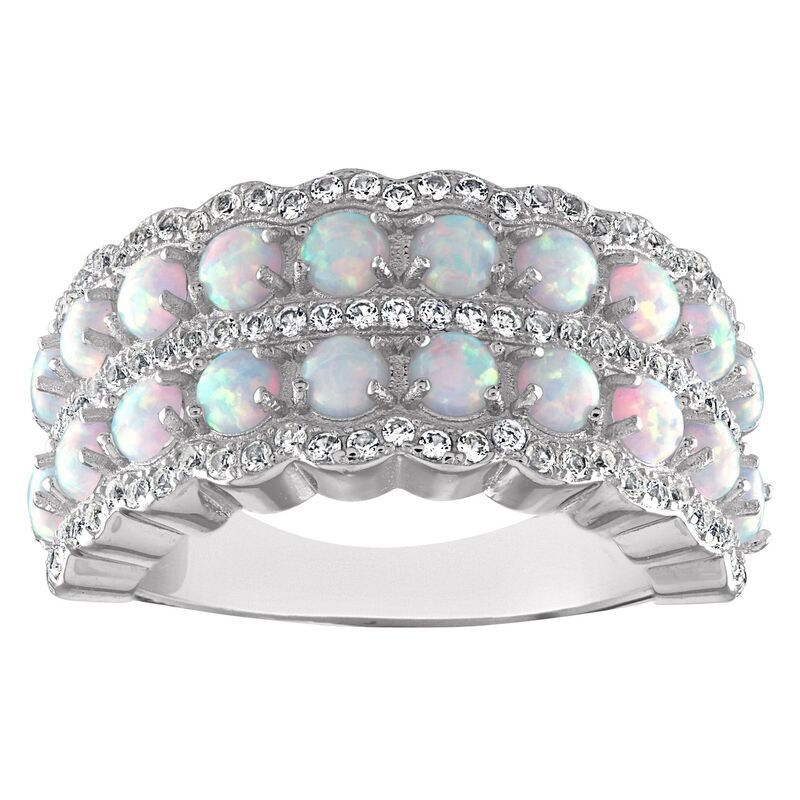 Designs by Gioelli レディース アクセサリー リング Designs by Gioelli Sterling Silver Lab-Created Opal & White Sapphire Ring Sterling ホワイト